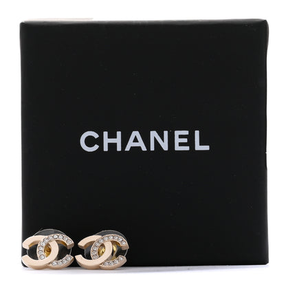 Chanel Metal Crystal CC Earrings Gold 5 of 5