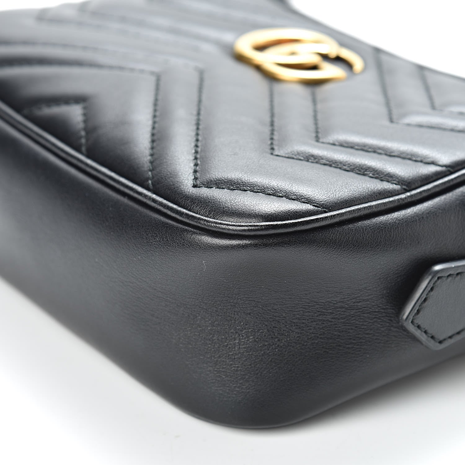 Gucci Calfskin Matelasse Mini GG Marmont Chain Shoulder Bag Black 11 of 11
