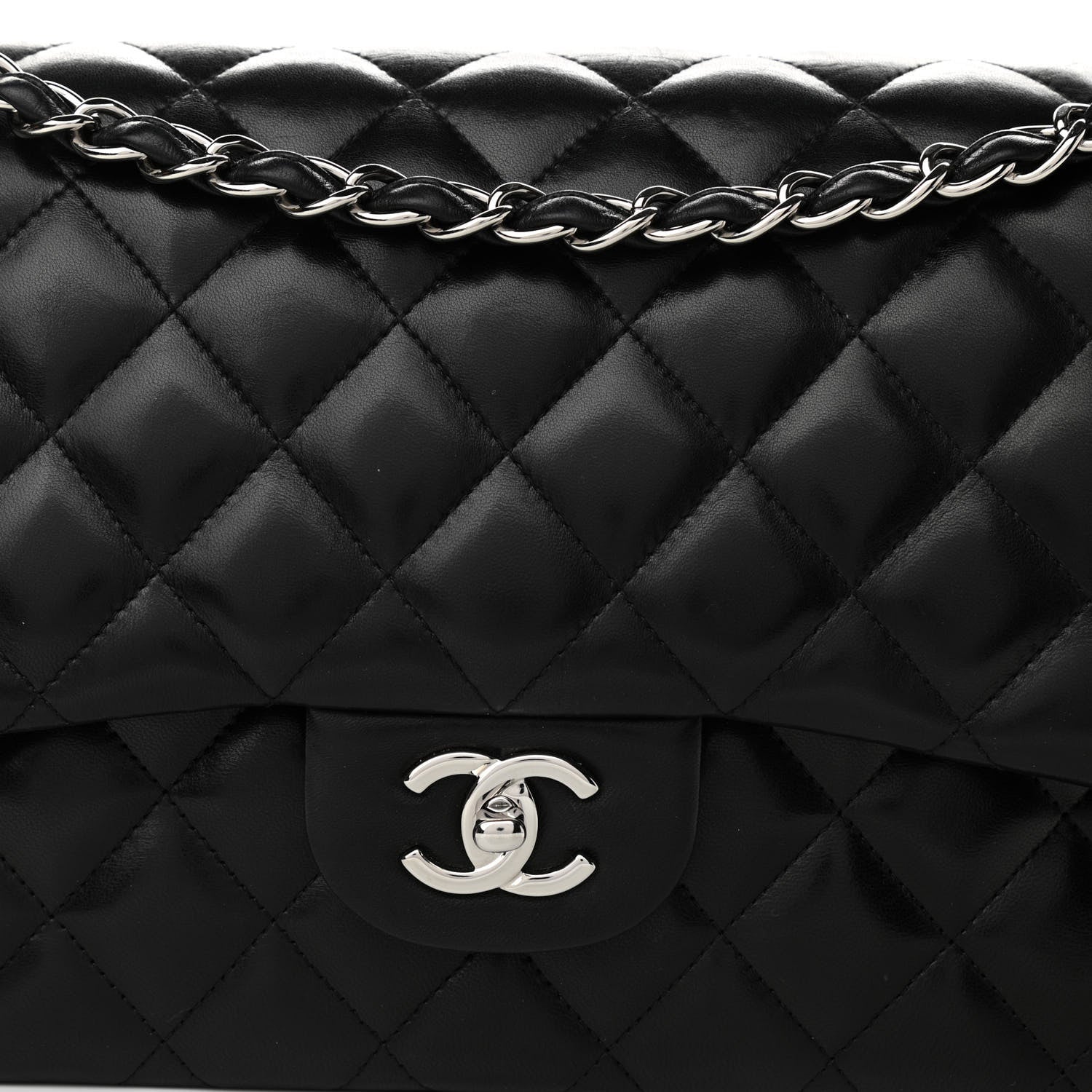 Chanel Lambskin Quilted Jumbo Double Flap Black 10 of 10