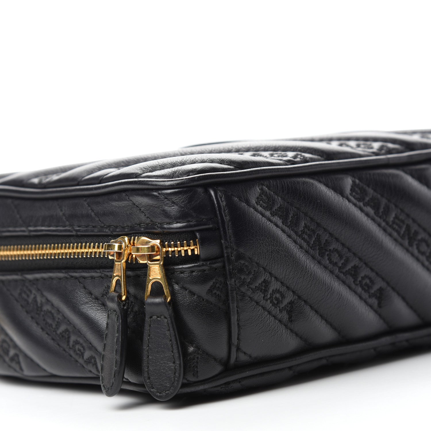Balenciaga Calfskin Logo Matelasse Chain Strap Blanket Reporter XS Black 6 of 12
