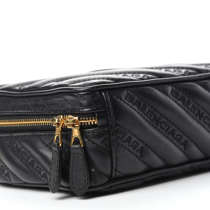 Balenciaga Calfskin Logo Matelasse Chain Strap Blanket Reporter XS Black 6 of 12
