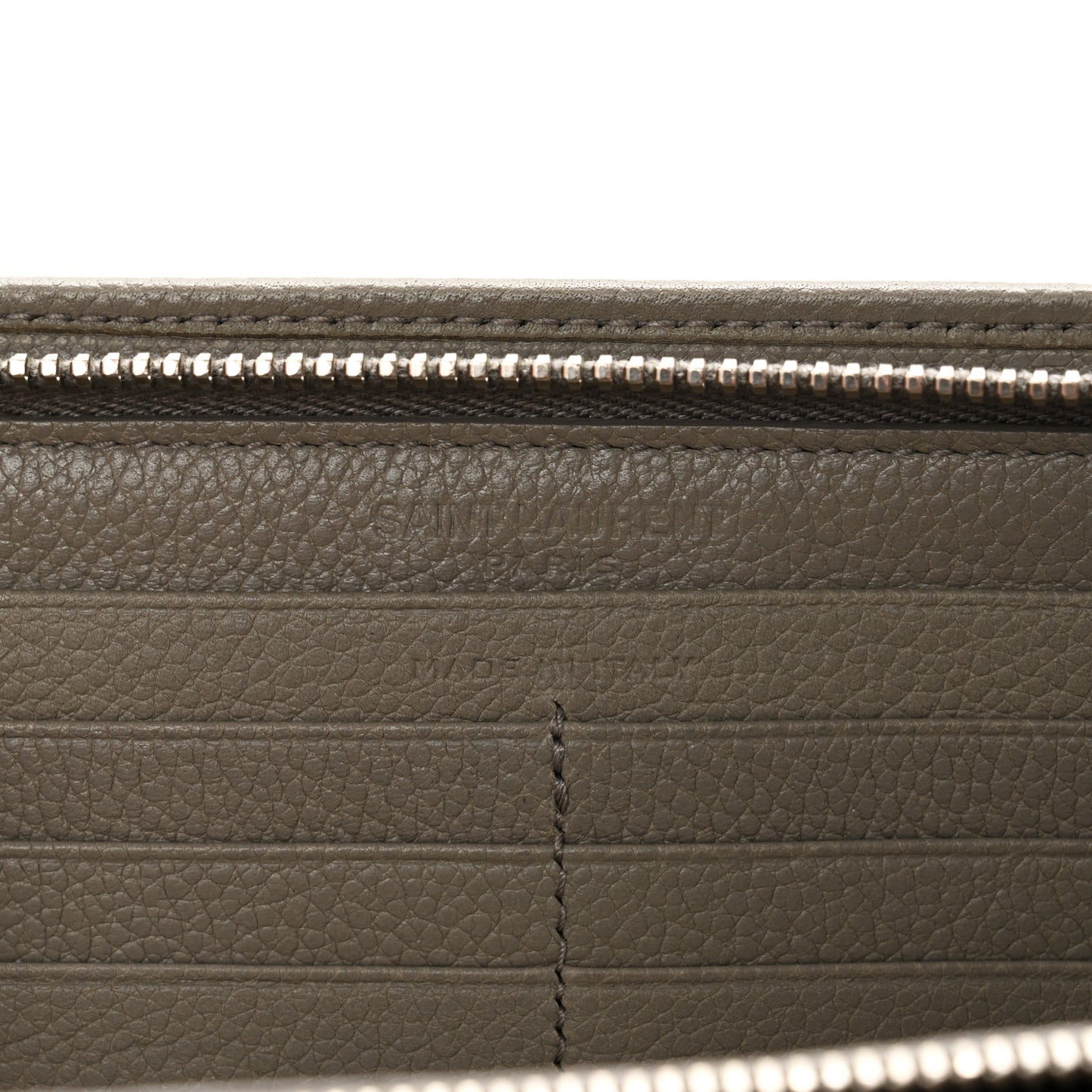 Grained Calfskin Classic Zip Around Continental Wallet Light Grey