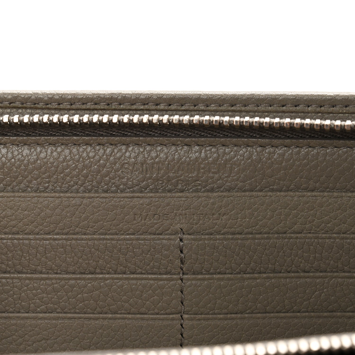 Saint Laurent Grained Calfskin Classic Zip Around Continental Wallet Light Grey 5 of 10