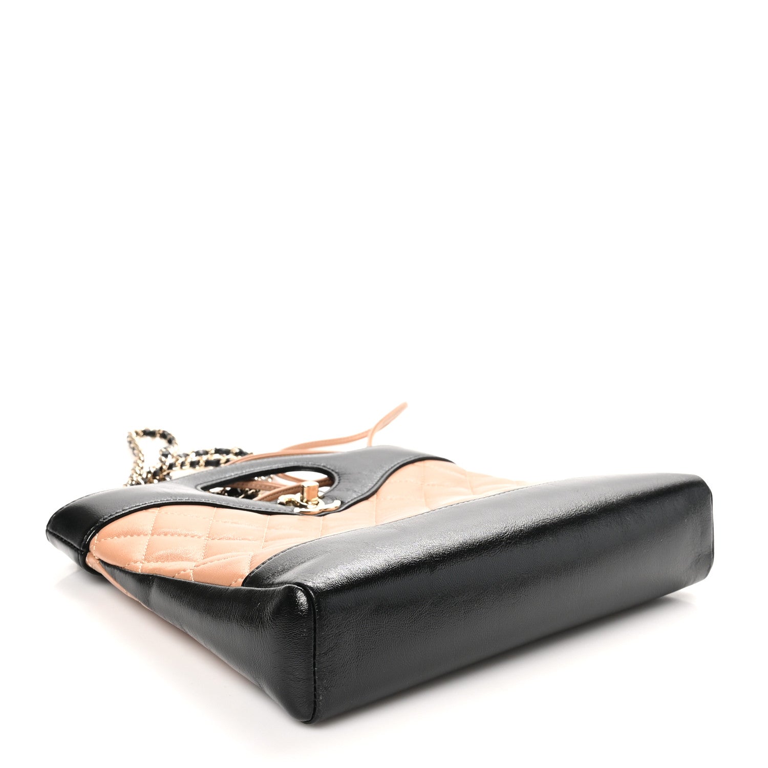 Chanel Shiny Crumpled Calfskin Quilted Mini 31 Shopping Bag Dark Beige Black 4 of 10