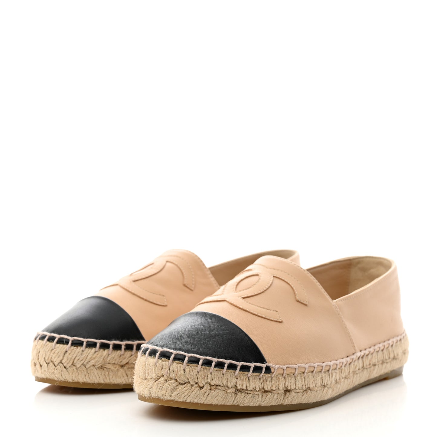 Lambskin CC Espadrilles 38 Beige Black