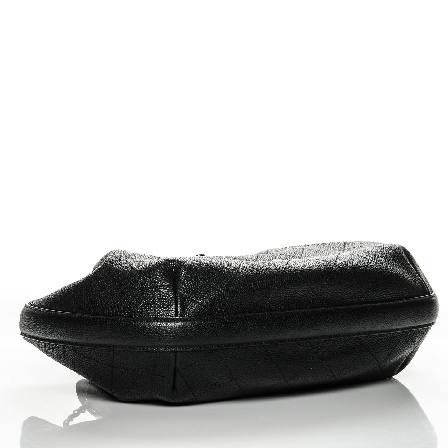 Grained Calfskin Stitched Accordion Shoulder Bag Black