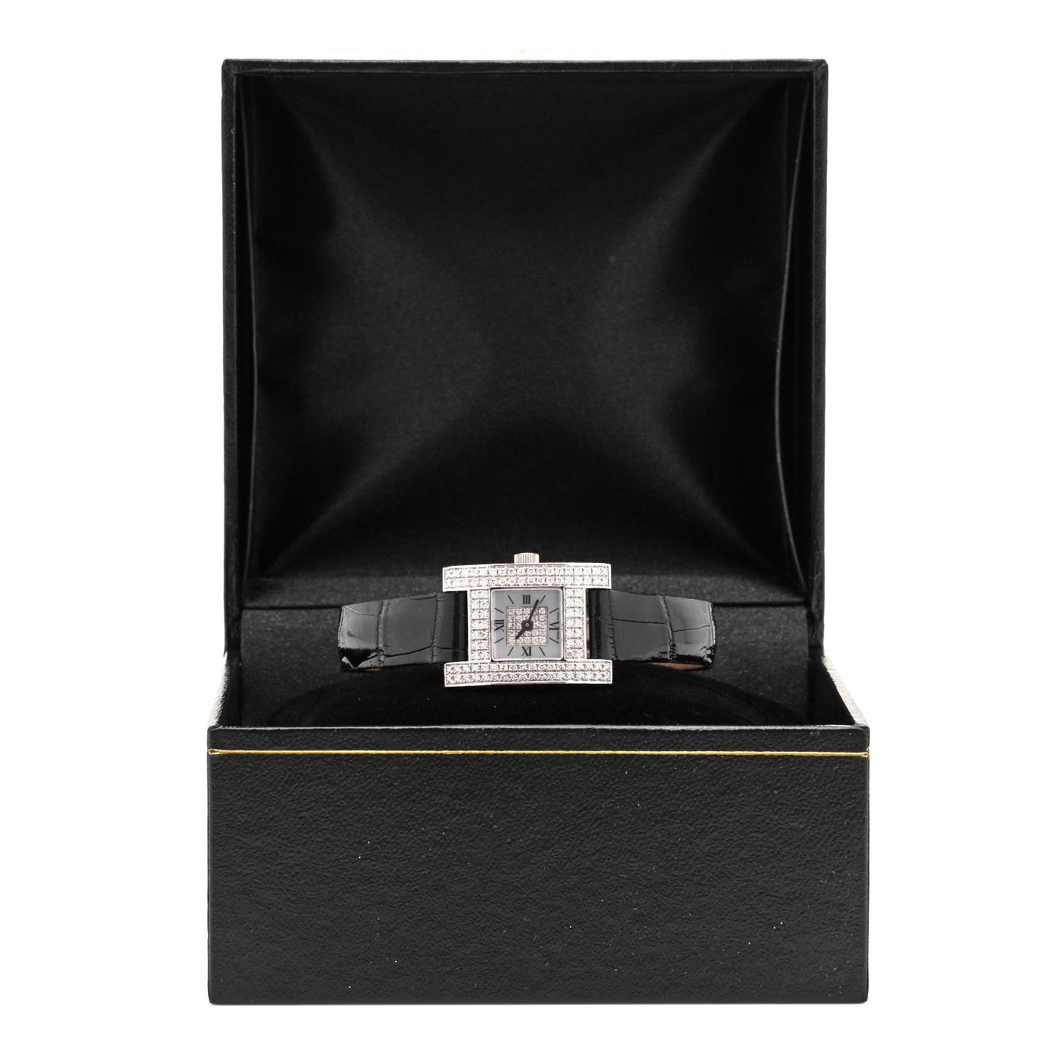 Chopard 18K White Gold Alligator Diamond Pave Bezel Mother of Pearl 19mm Your Hour Quartz Watch 5 of 5