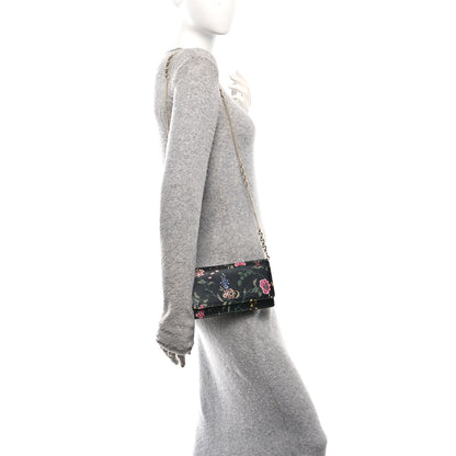 Christian Dior Calfskin Petites Fleurs Print Caro Pouch With Chain Black Multicolor 2 of 10