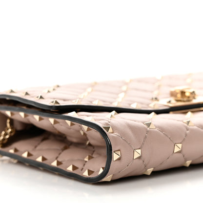 Valentino Garavani Lambskin Rockstud Spike Wallet on Chain Poudre 8 of 9