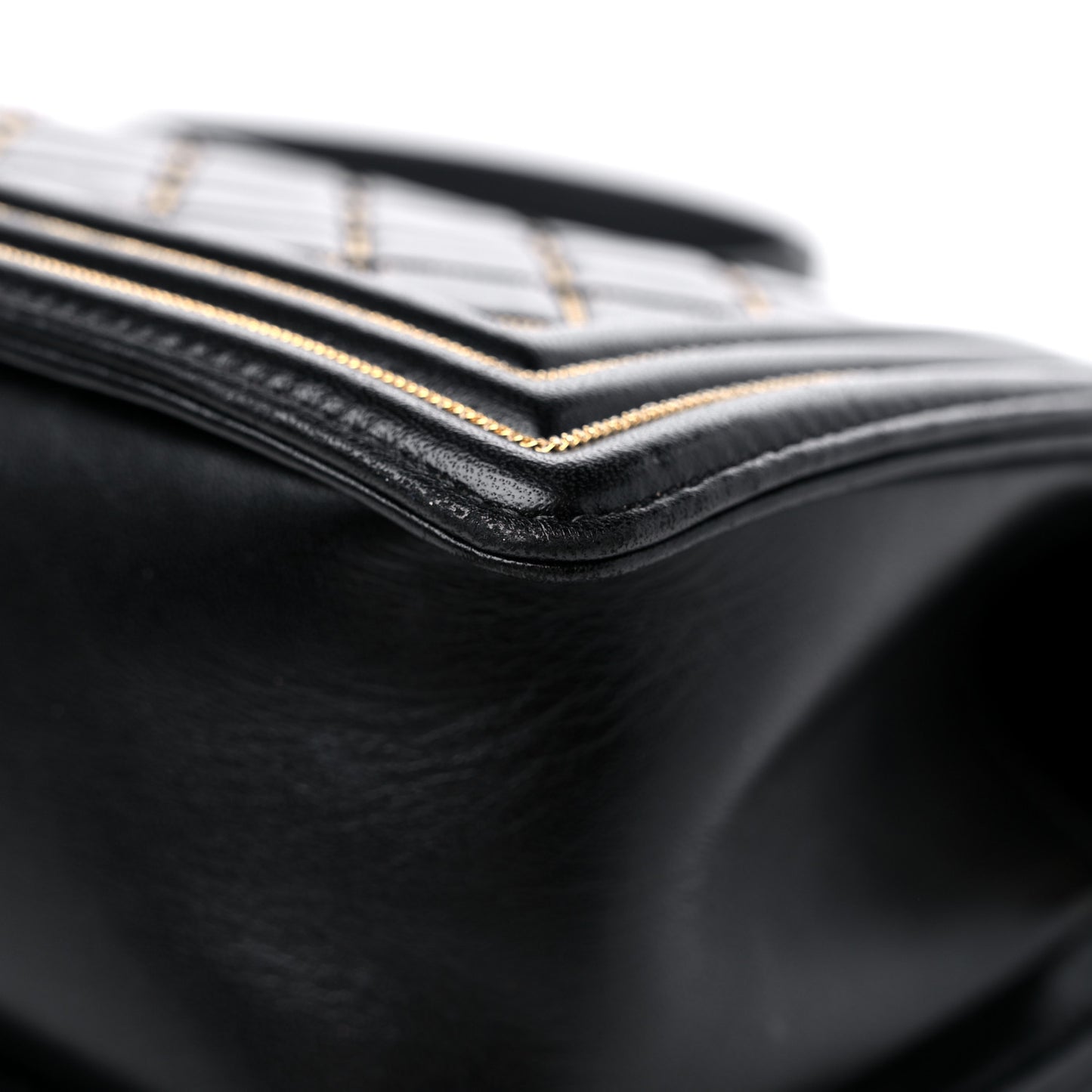 Lambskin Chain Quilted Medium Boy Flap Black