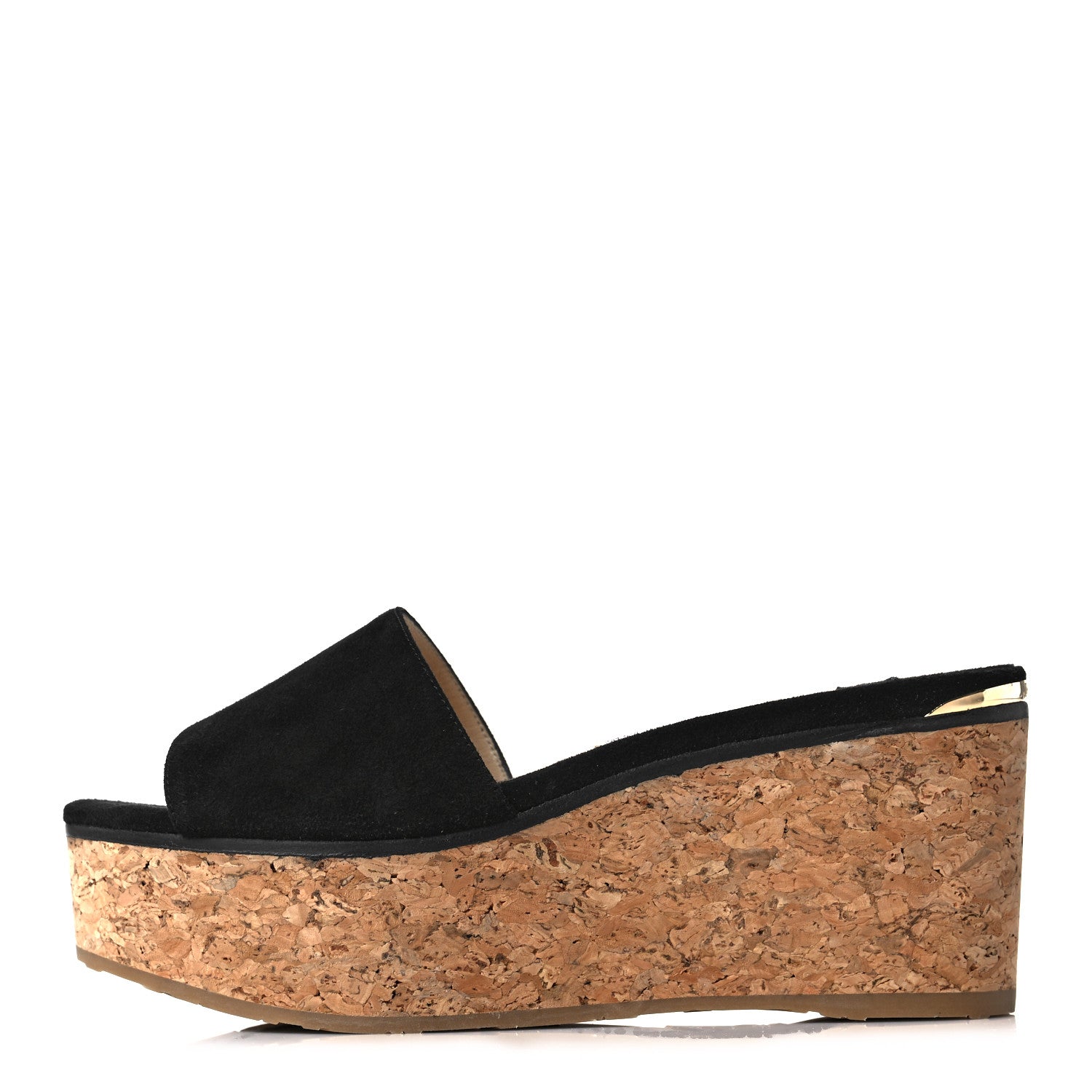 Jimmy Choo Suede Cork DeeDee Platform Wedge Slide Sandals 37 Black 1 of 8