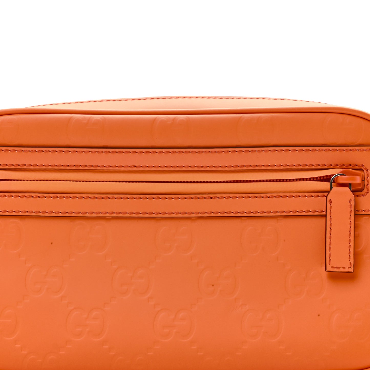 Rubber Effect Monogram GG Belt Bag New Orange Fluo
