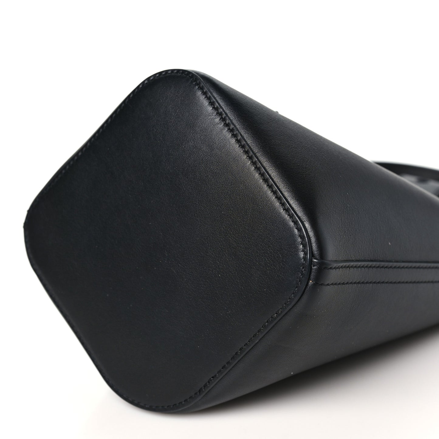 Smooth Calfskin Mini Pebble Bucket Bag Black
