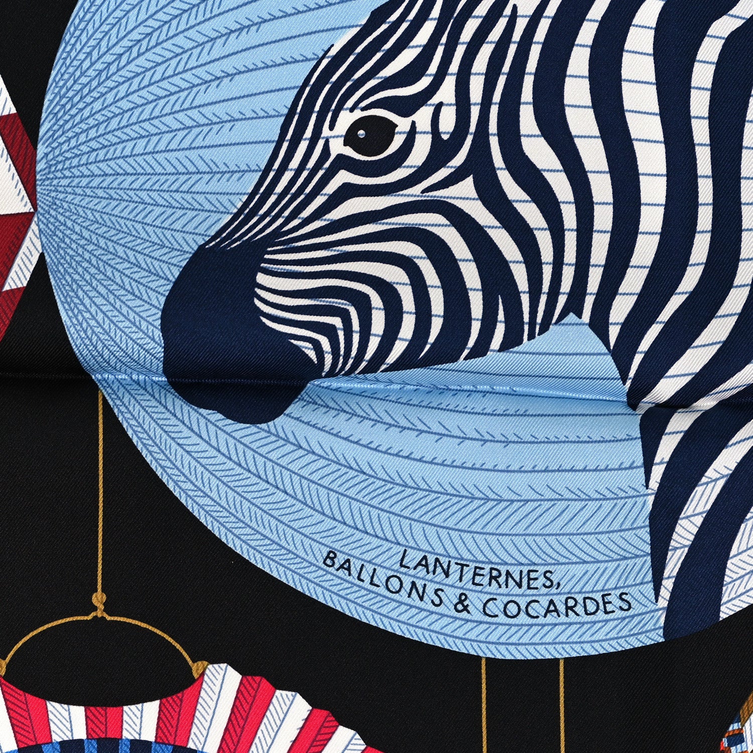 Hermes Silk Lanternes Ballons et Cocardes Scarf 90 Fuchsia Black Multicolor 4 of 4