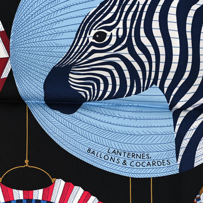 Hermes Silk Lanternes Ballons et Cocardes Scarf 90 Fuchsia Black Multicolor 4 of 4
