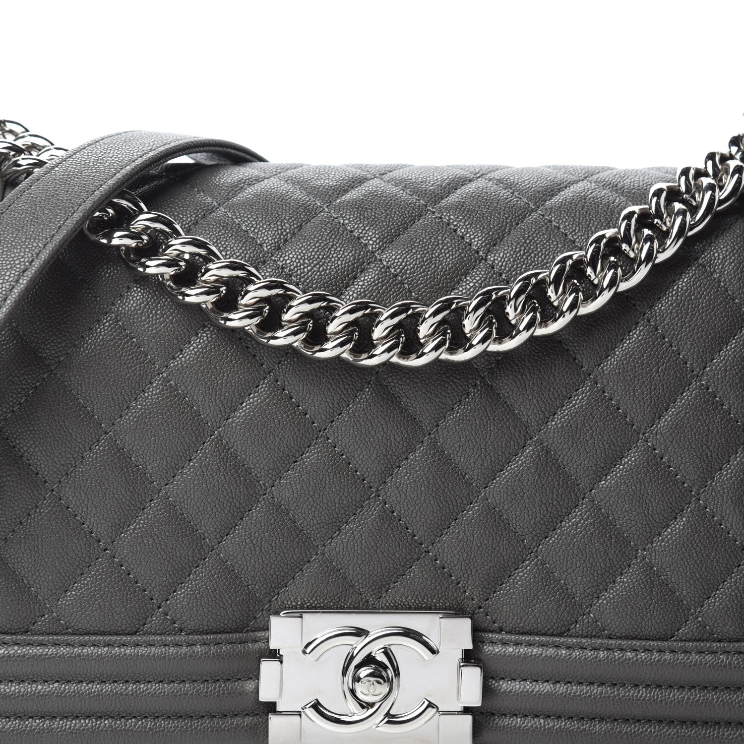 Chanel Caviar Quilted Medium Boy Flap Grey 10 of 11