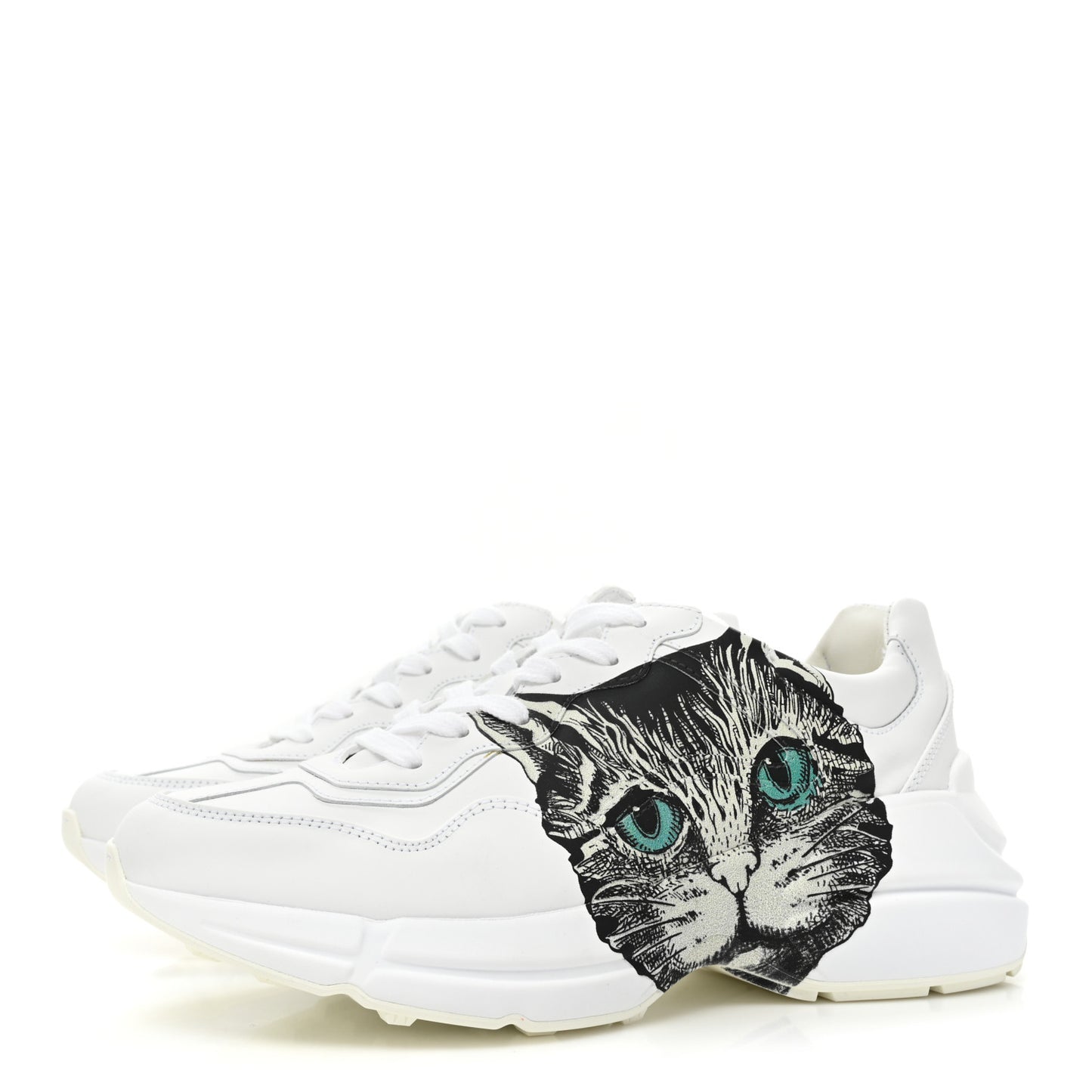 Calfskin Mystic Cat Rhyton Sneakers 36.5 Great White