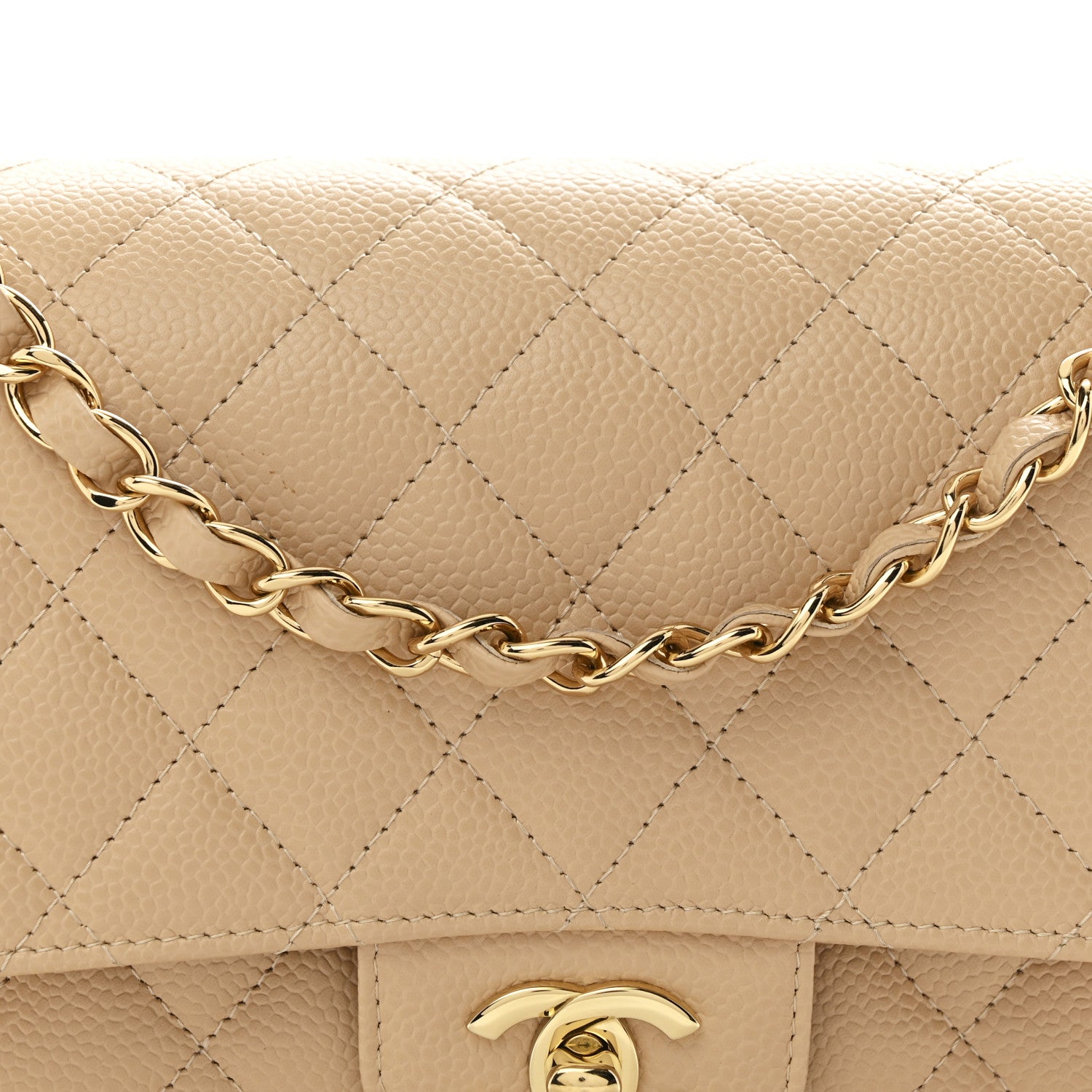Chanel Caviar Quilted Medium Double Flap Beige 8 of 10