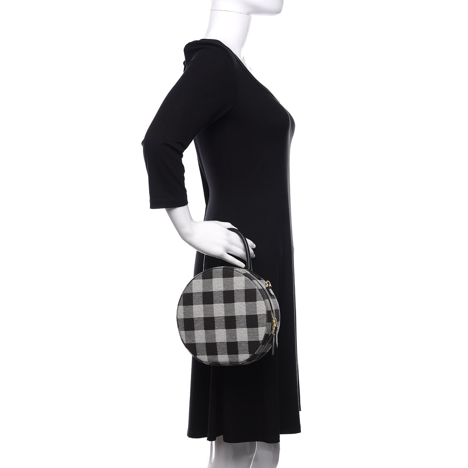 Mansur Gavriel Canvas Gingham Check Circle Crossbody Black White 3 of 9