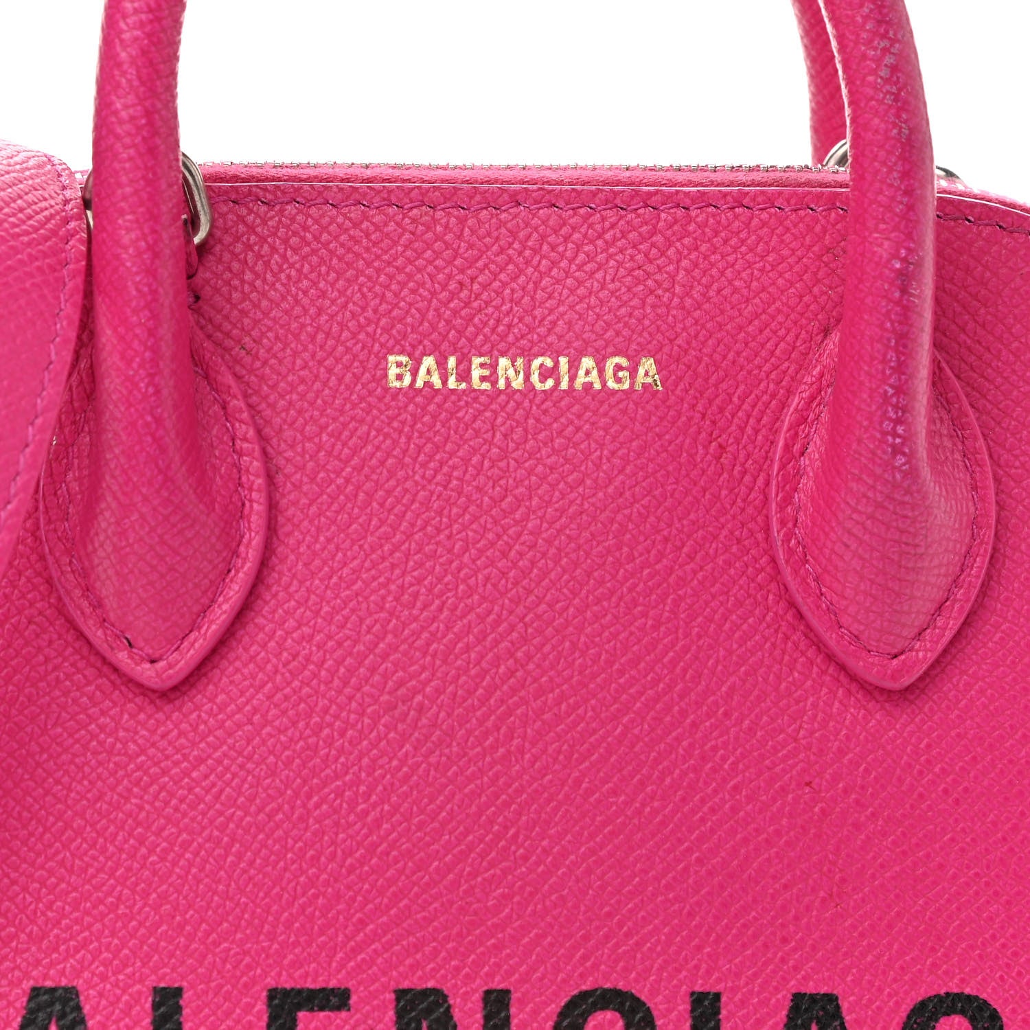 Balenciaga Signature Grained Calfskin Logo XXS Ville Top Handle Bag Fuchsia 7 of 11