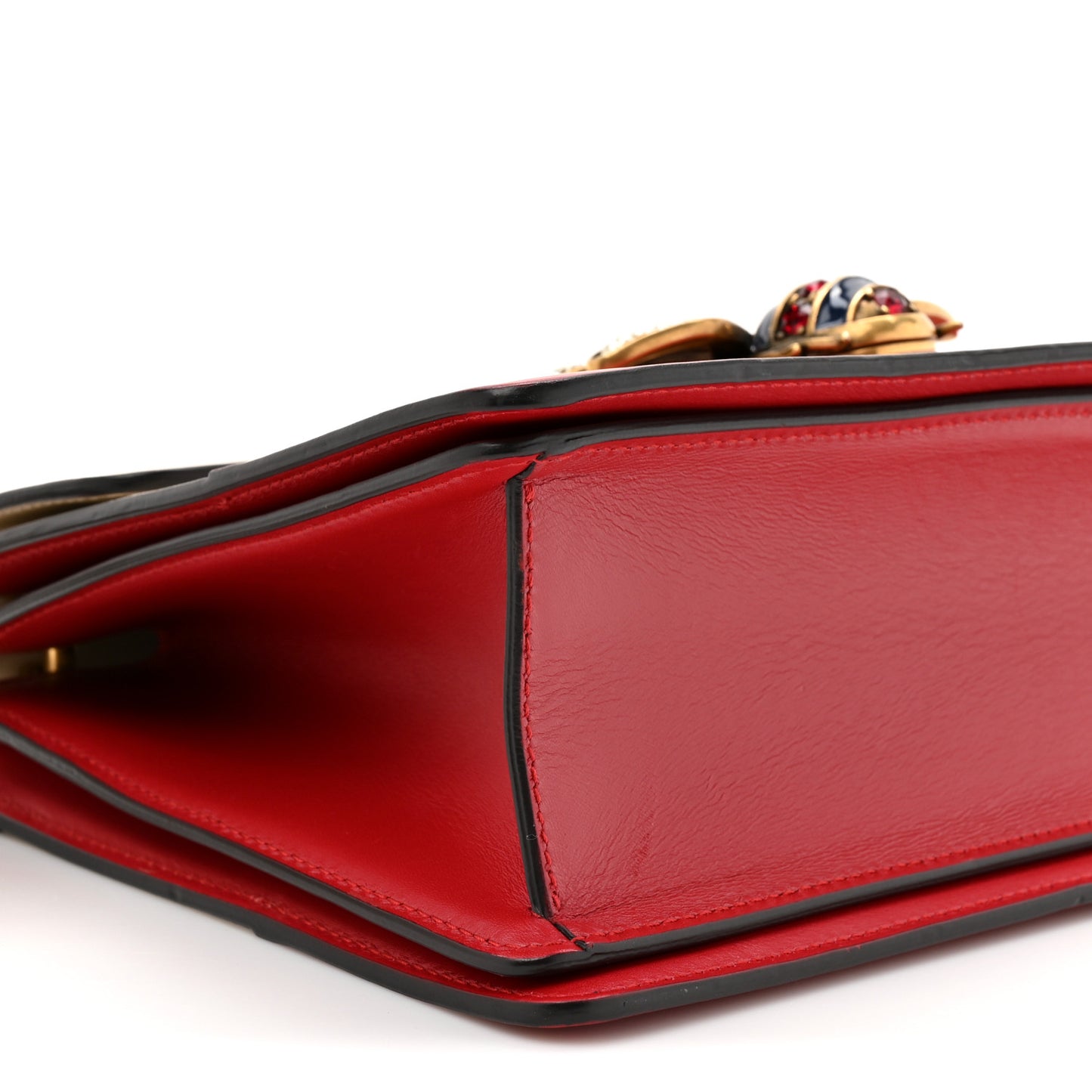 Calfskin Sylvie Web Small Queen Margaret Top Handle Bag Hibiscus Red Mystic White