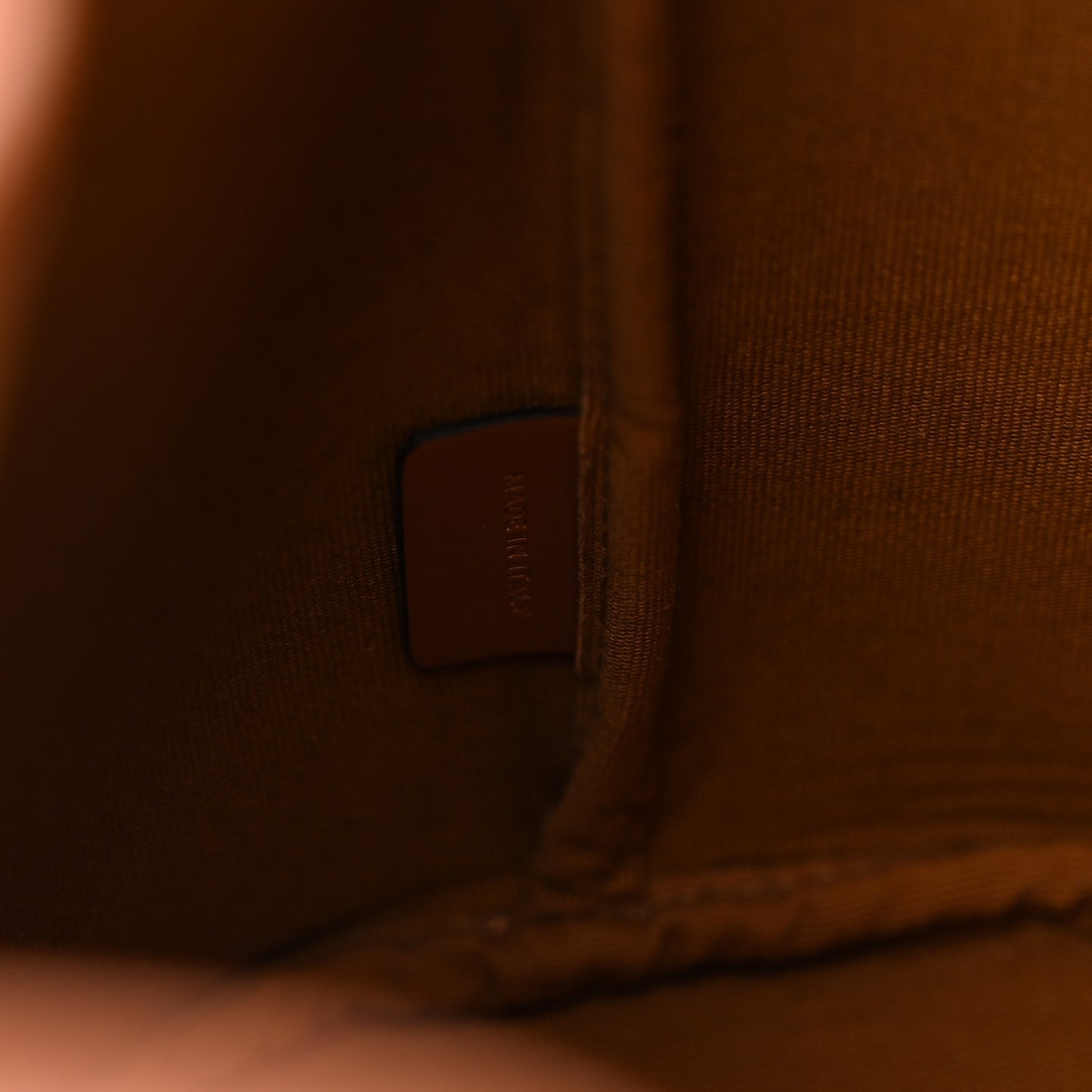 Triomphe Canvas Calfskin Clara Drawstring Bucket Bag Tan
