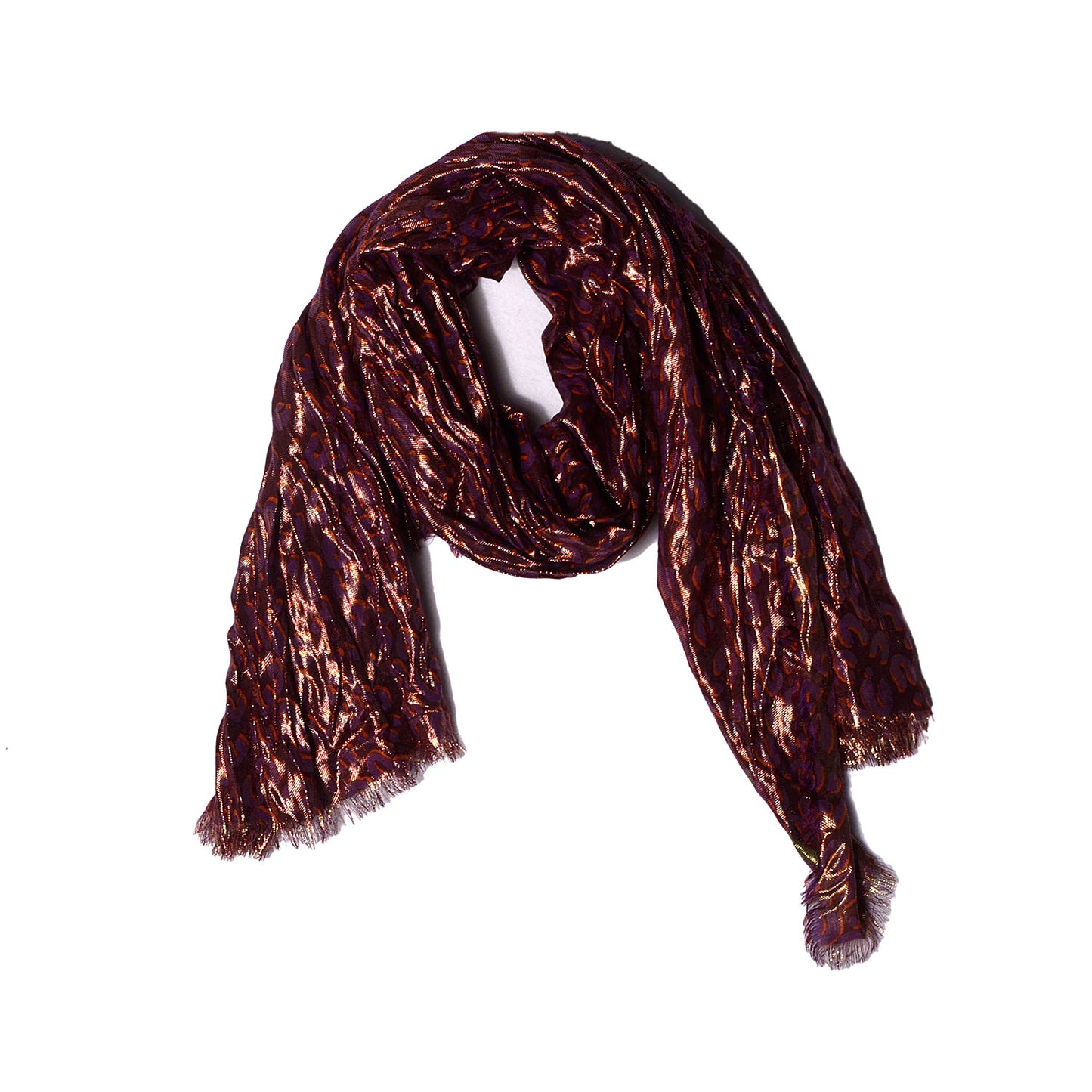 Cashmere Silk Leopard Etole Stole Disco Prune
