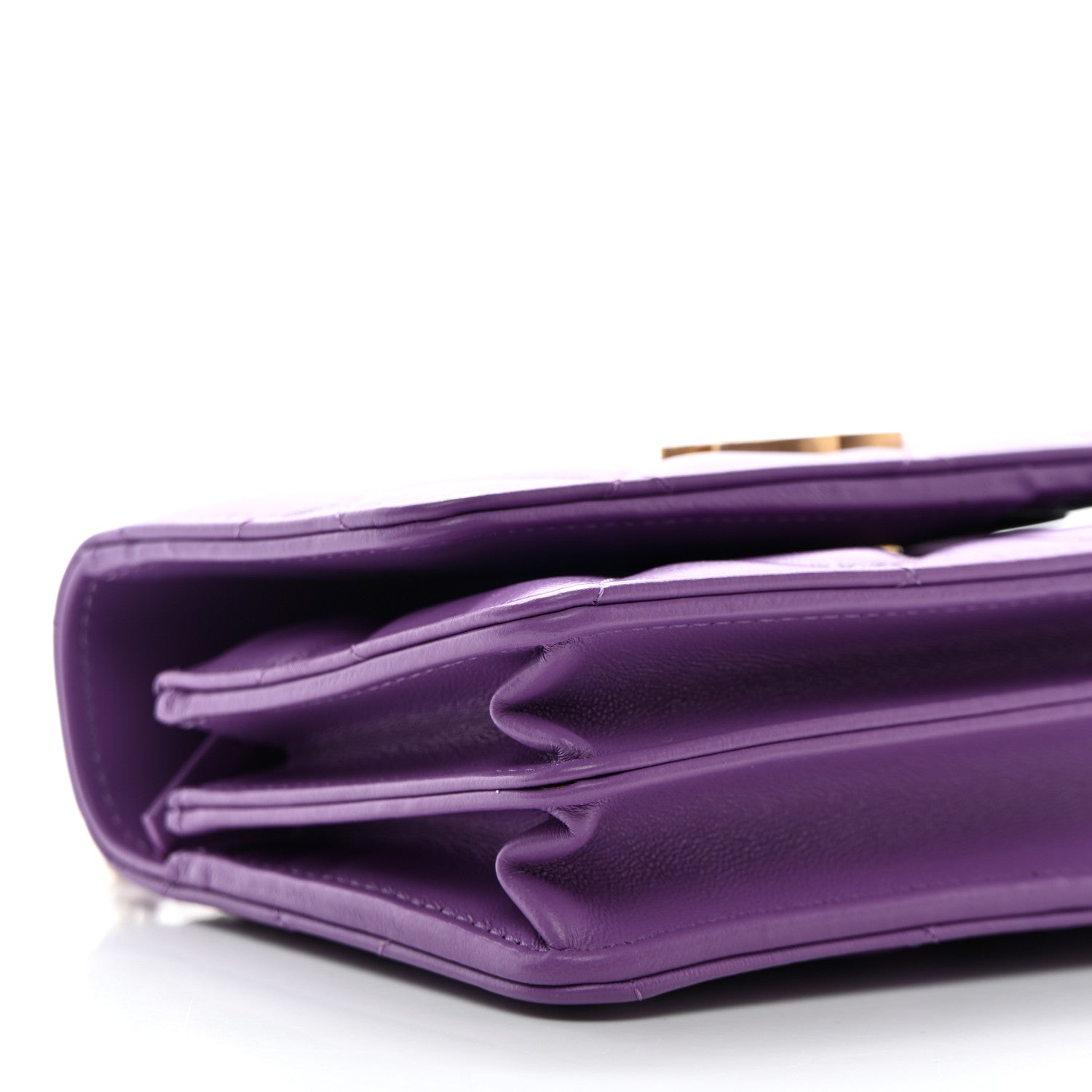 Chanel Lambskin Enamel Quilted Pending CC Clutch With Chain Purple Purple 9 of 11