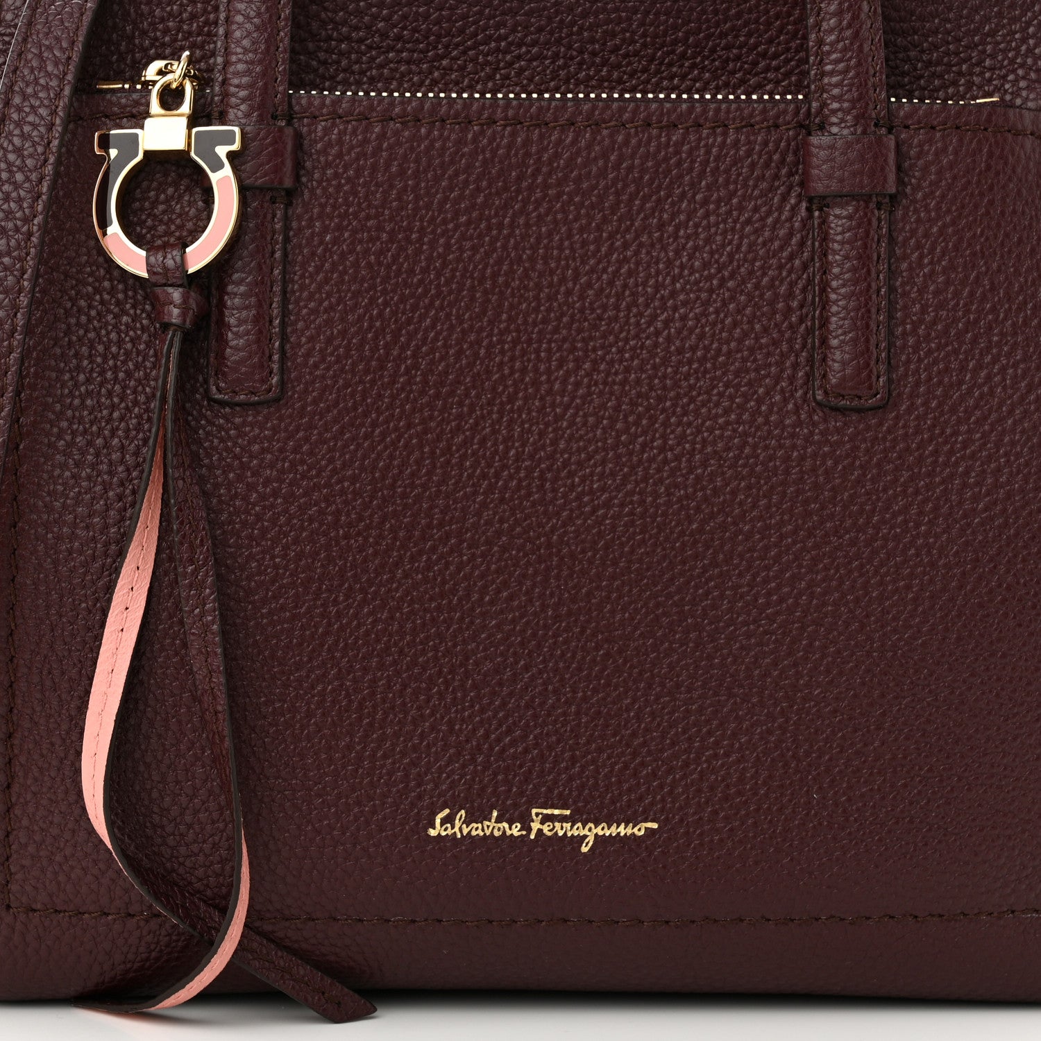 Salvatore Ferragamo Hammered Calfskin Double Handle Small Amy Tote Red 7 of 9