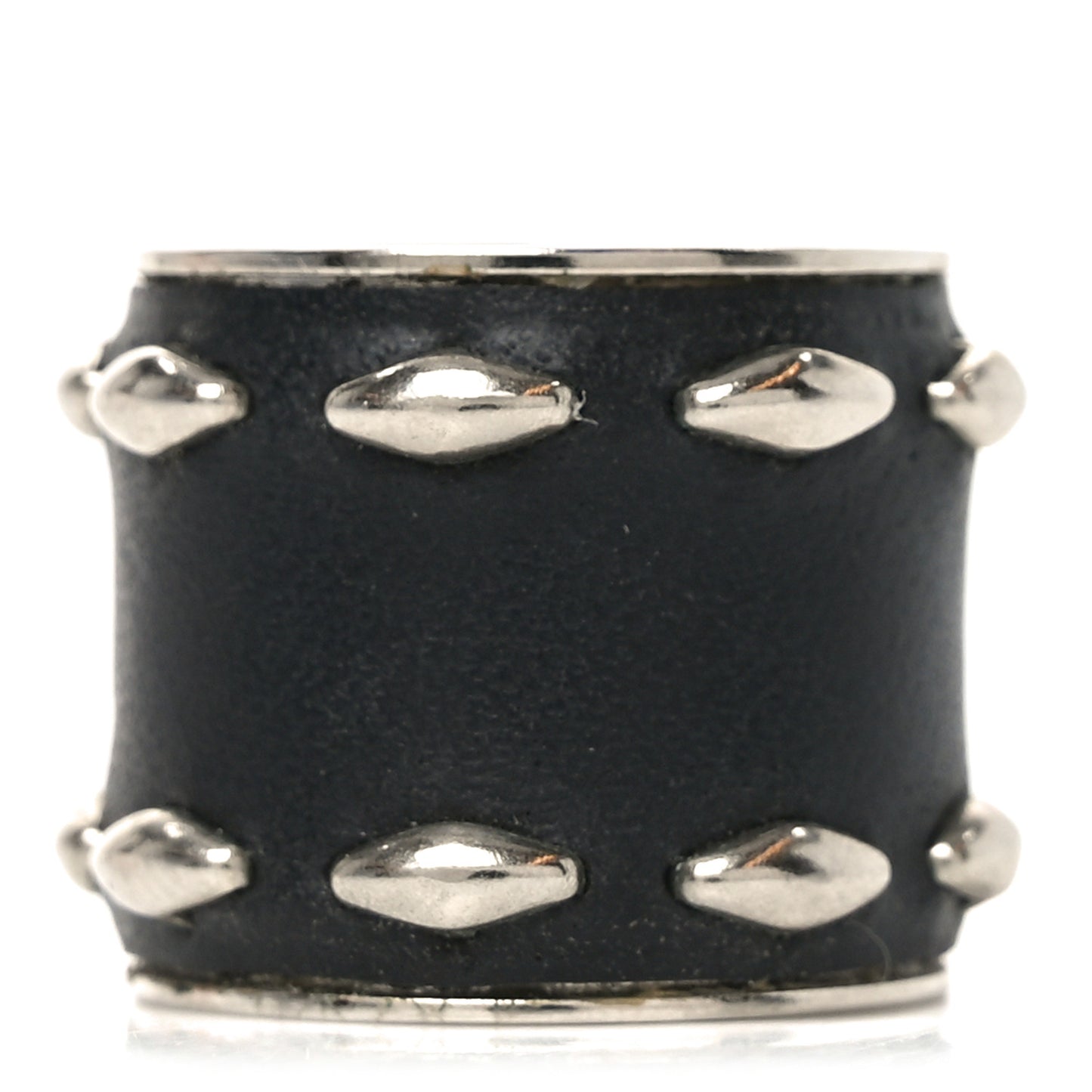 Calfskin Ring M Black Silver