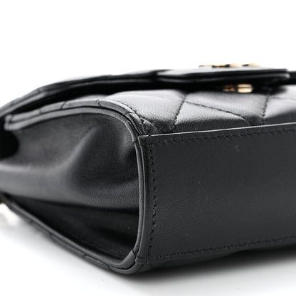 Chanel Lambskin Quilted Top Handle Flap Clutch With Chain Black 9 of 11
