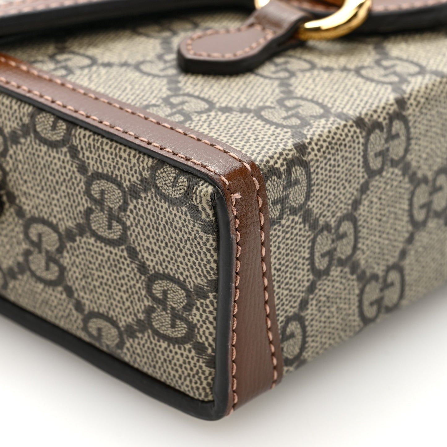 GG Supreme Monogram Mini Horsebit 1955 Shoulder Bag Beige Brown Sugar