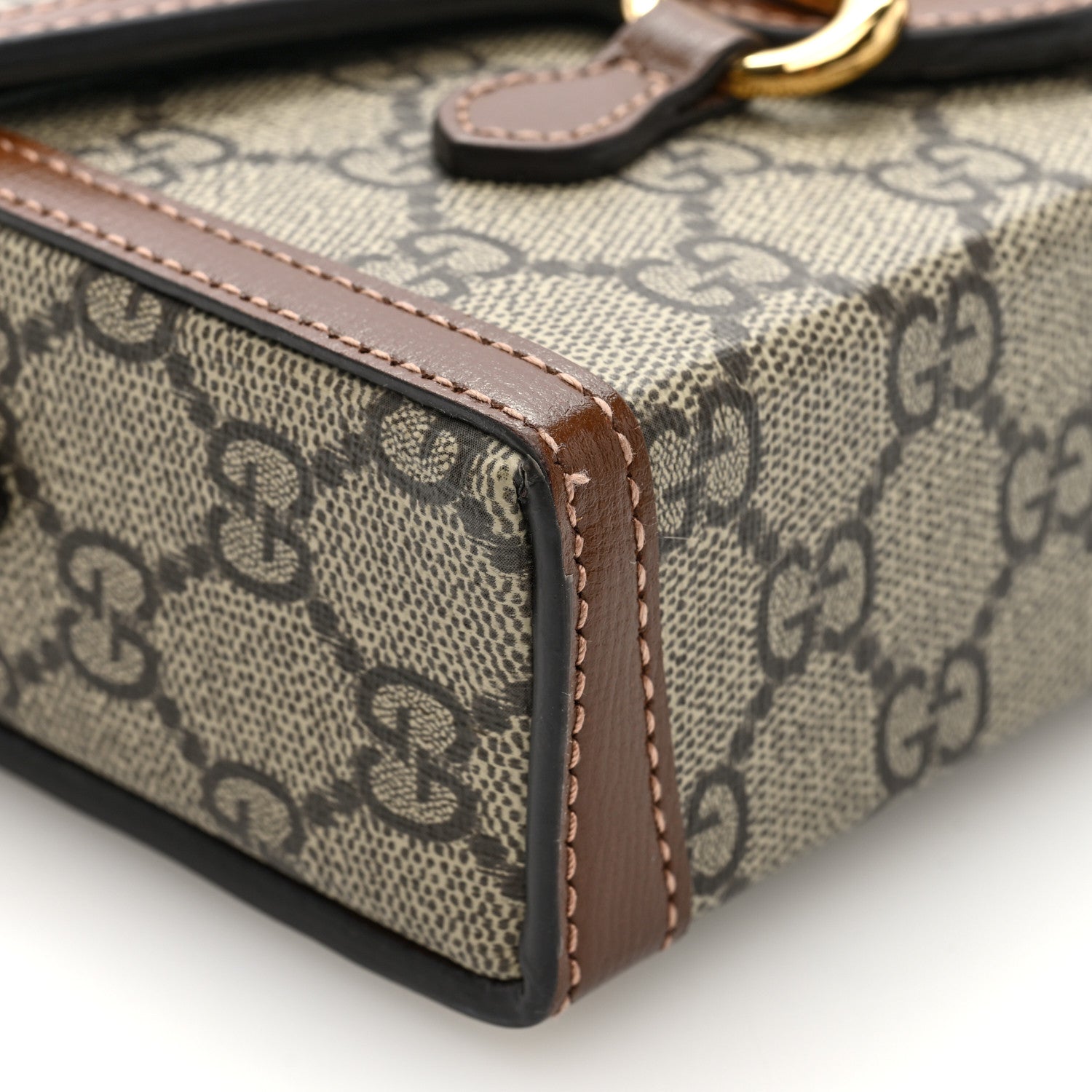 Gucci GG Supreme Monogram Mini Horsebit 1955 Shoulder Bag Beige Brown Sugar 9 of 11