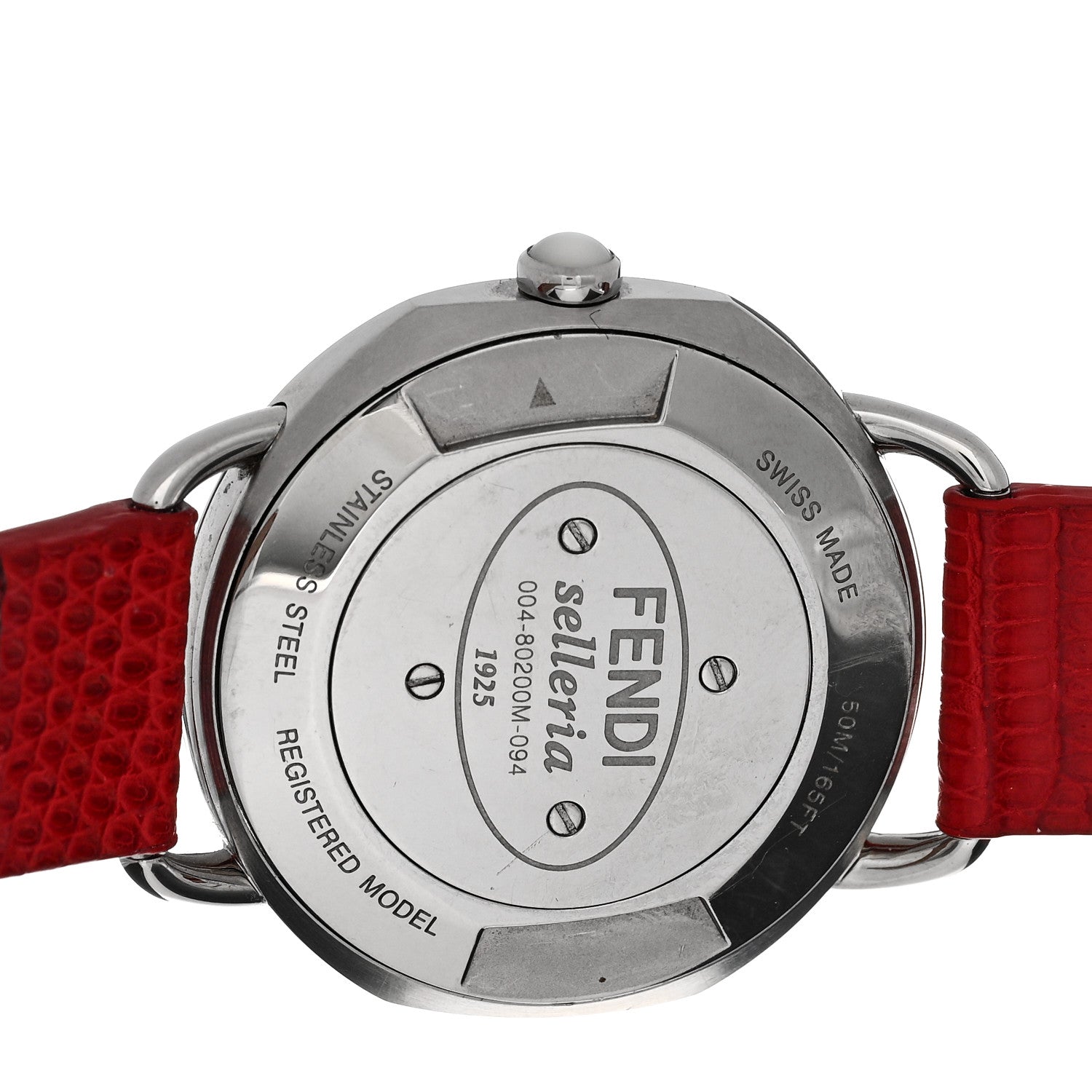 Fendi Stainless Steel Lizard Diamond Mother of Pearl 36mm Selleria Quartz Watch Red 4 of 4