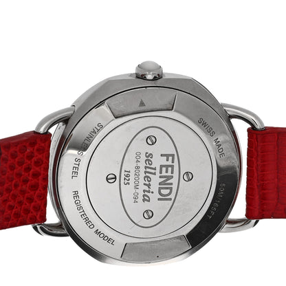 Fendi Stainless Steel Lizard Diamond Mother of Pearl 36mm Selleria Quartz Watch Red 4 of 4