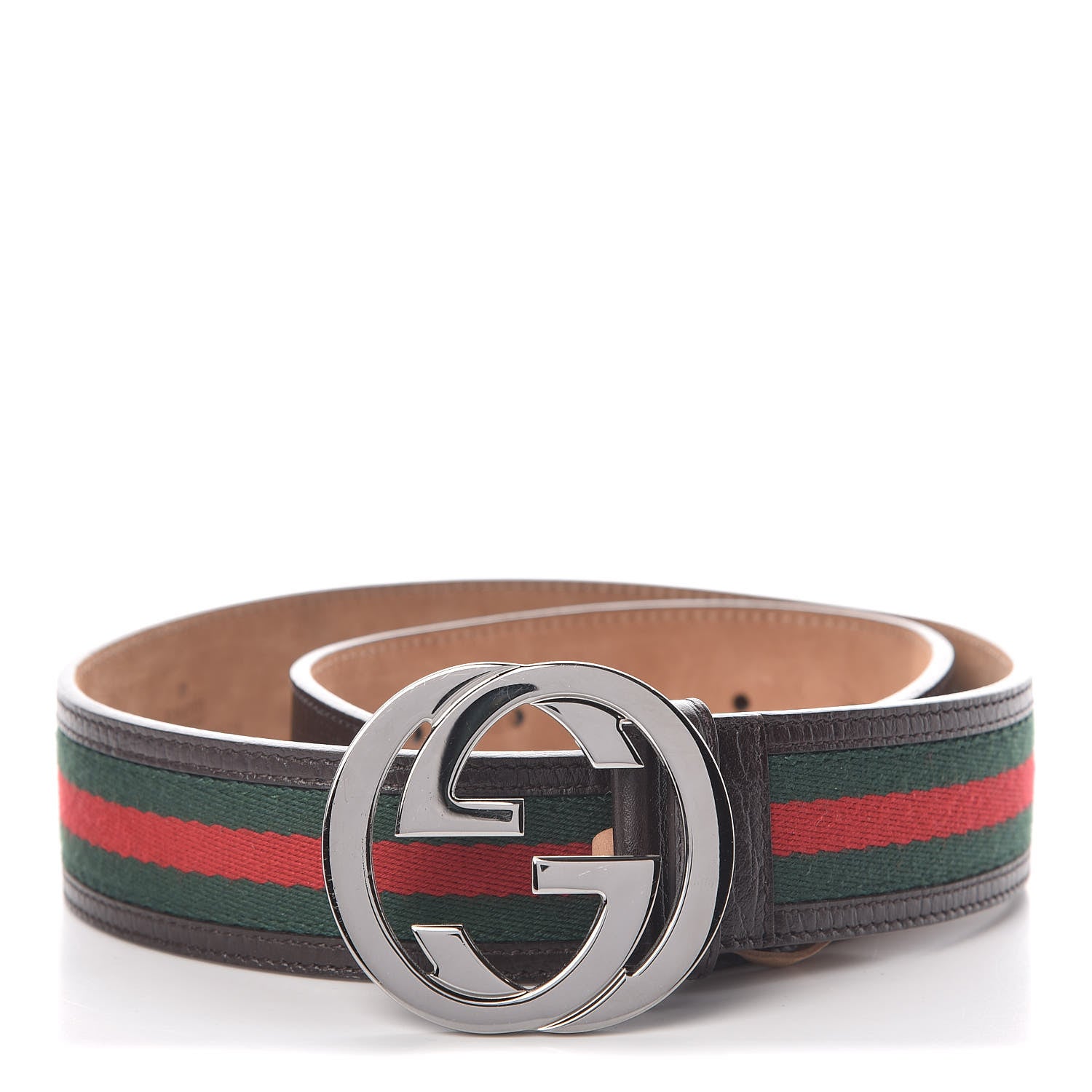 Gucci Calfskin Web Interlocking G Belt 80 32 Dark Brown 1 of 7