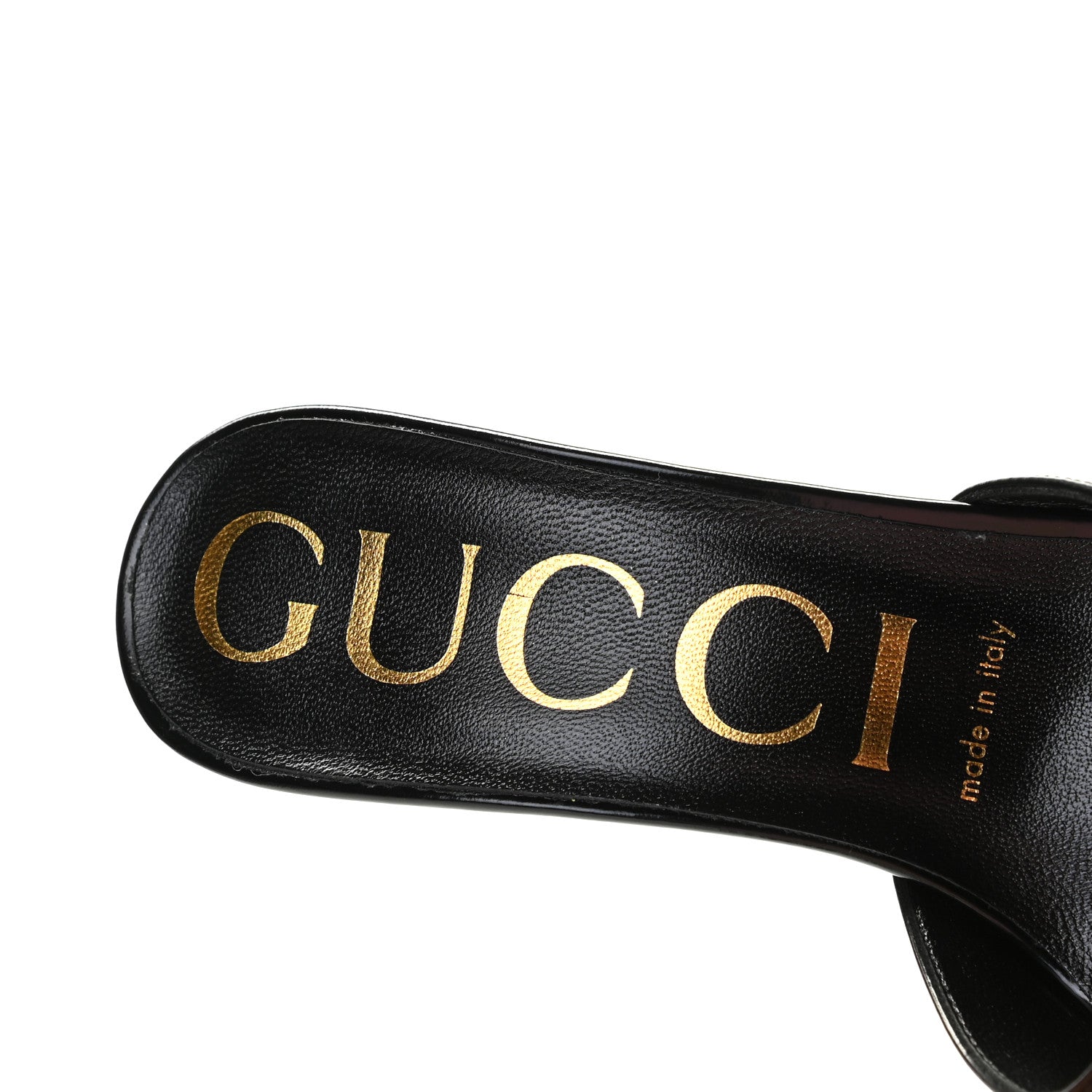 Gucci Polished Calfskin Scarlet Mid Heel Slides 36 Black 7 of 8