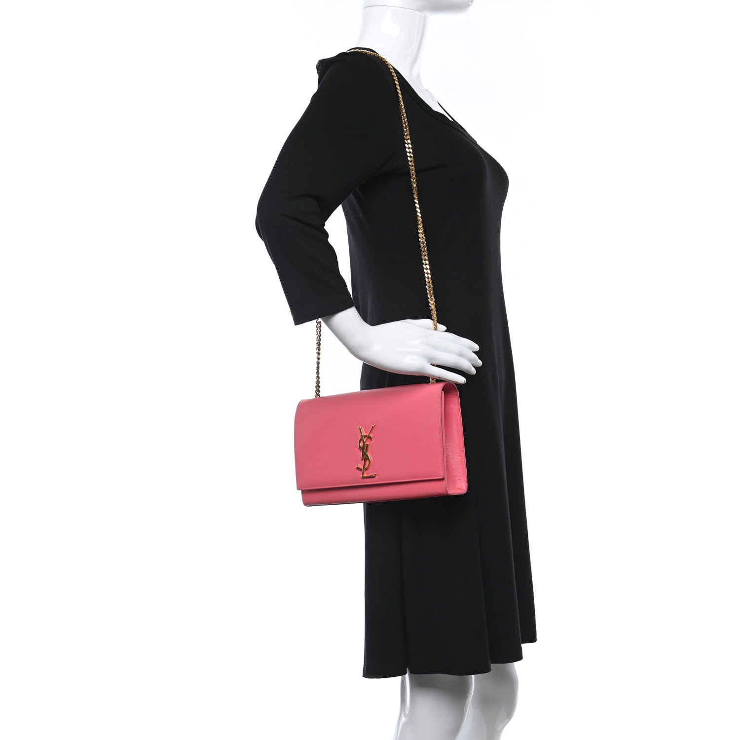 Saint Laurent Grain De Poudre Medium Classic Monogram Kate Satchel Rose Clair 2 of 15