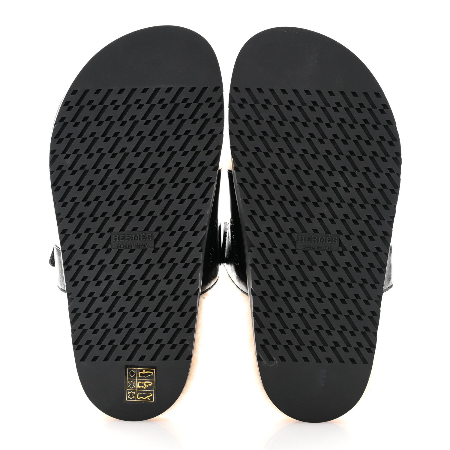 Hermes Glazed Nappa Woolskin Chypre Sandals 37.5 Black Ecru 5 of 9