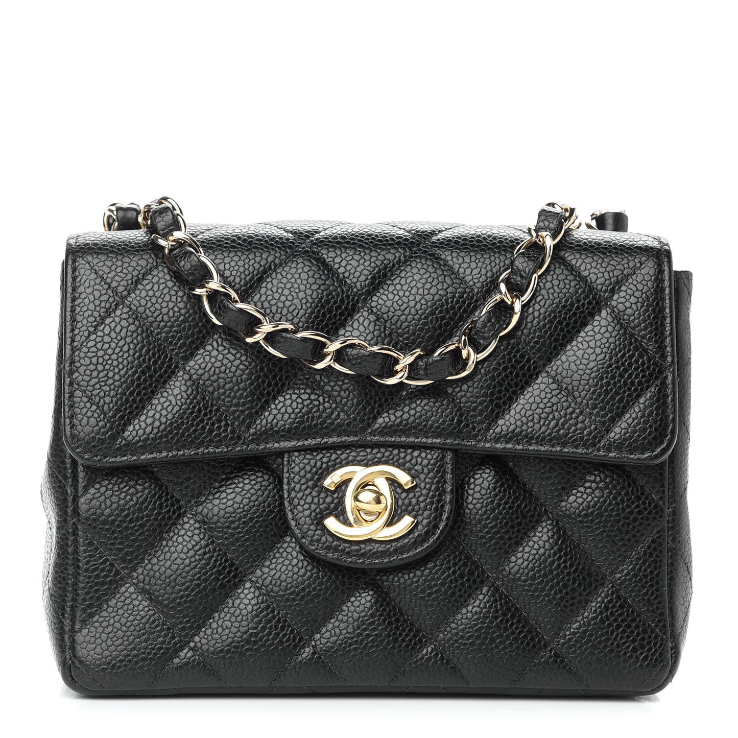 Caviar Quilted Mini Square Flap Black