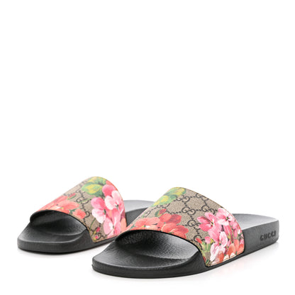 Gucci GG Supreme Monogram Blooms Slide Sandals 39 Beige Multicolor 3 of 8