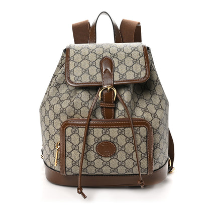 Gucci GG Supreme Monogram Azalea Calfskin Retro Interlocking G Buckle Backpack Beige Ebony Brown Sugar 1 of 10