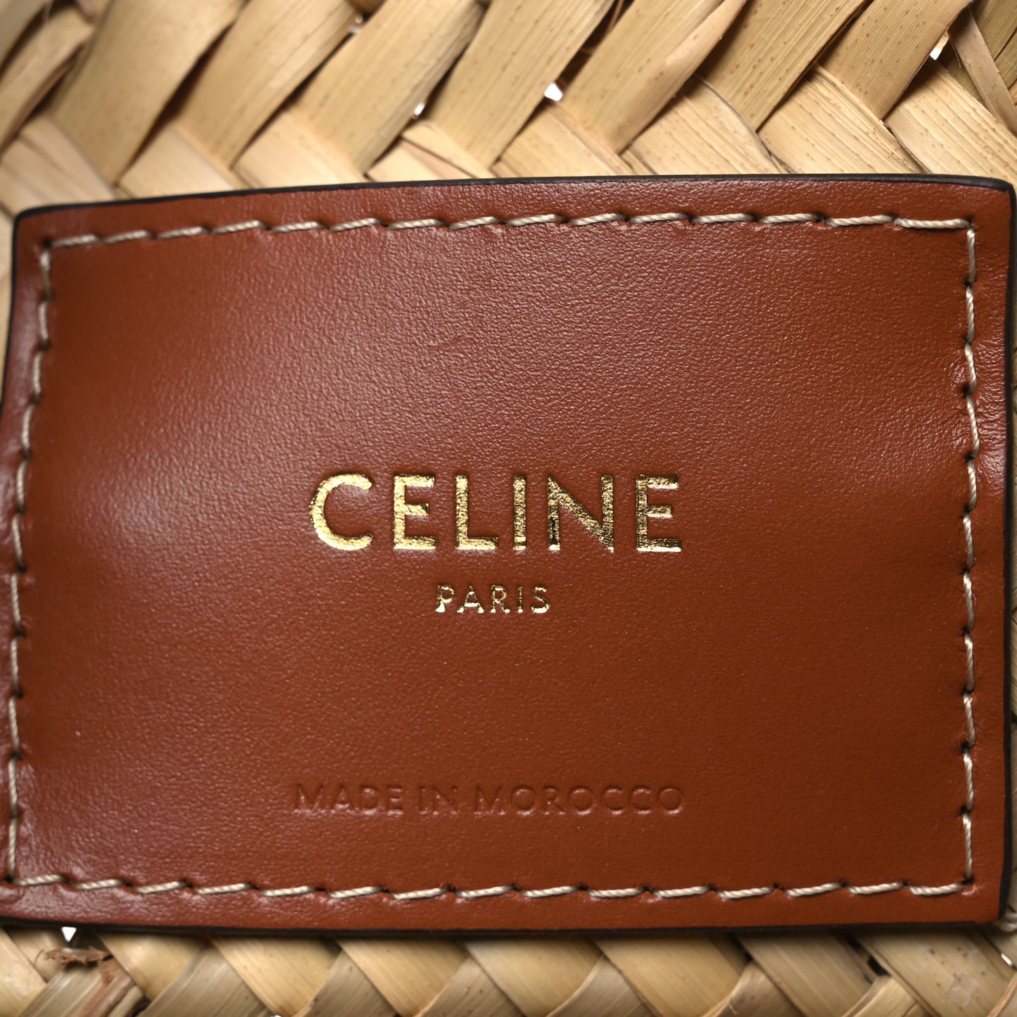 Raffia Calfskin Triomphe Medium Panier Tan Tan