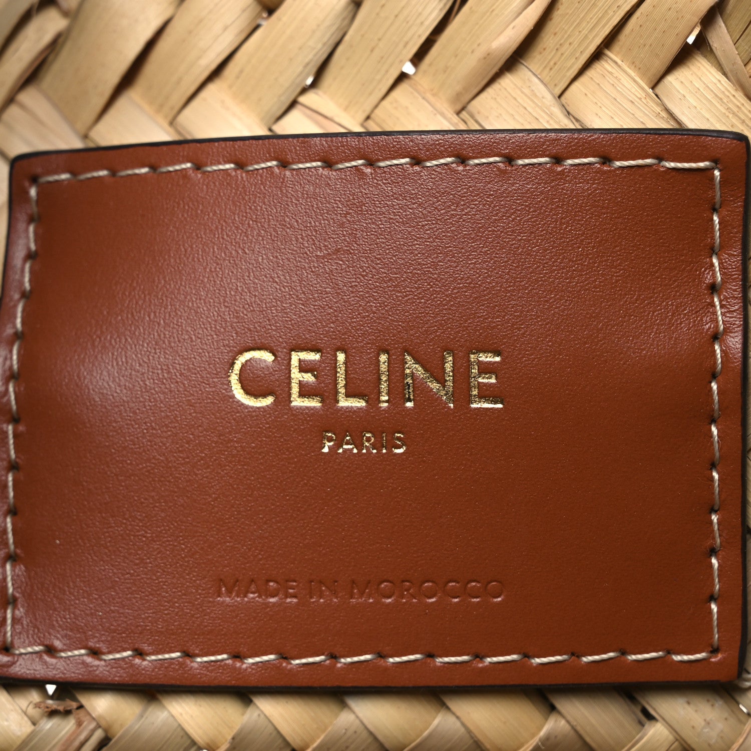 Celine Raffia Calfskin Triomphe Medium Panier Tan Tan 6 of 9