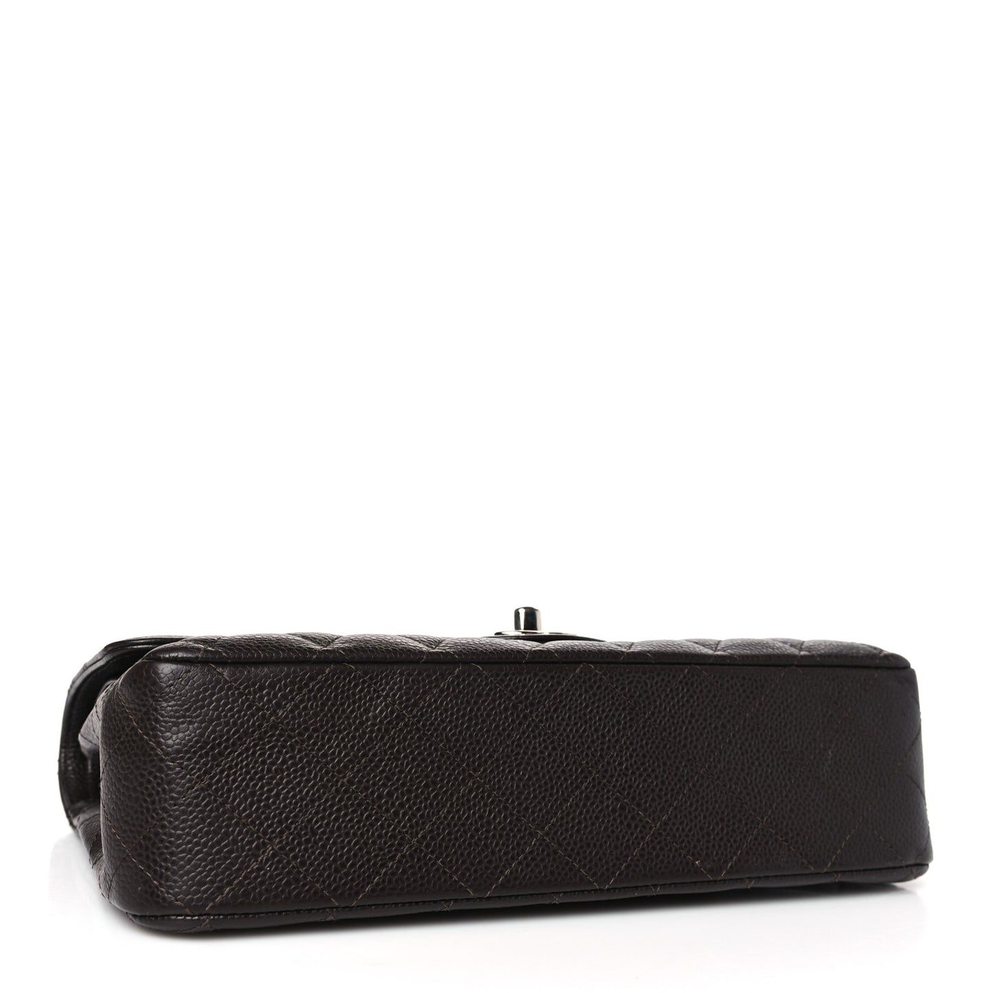 Caviar Quilted Medium Double Flap Brown
