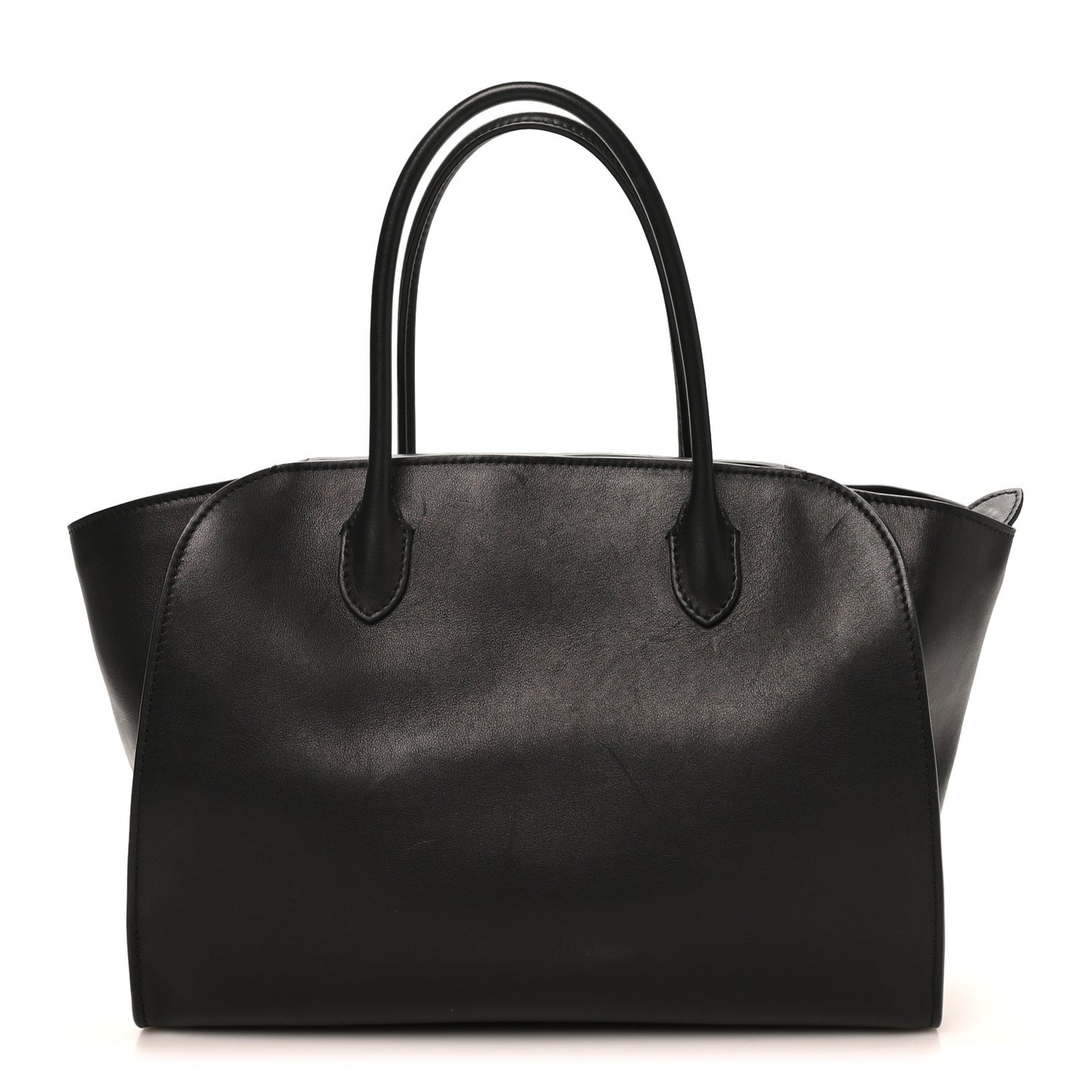 Polished Saddle Calfskin Marlo 12 Tote Bag Black
