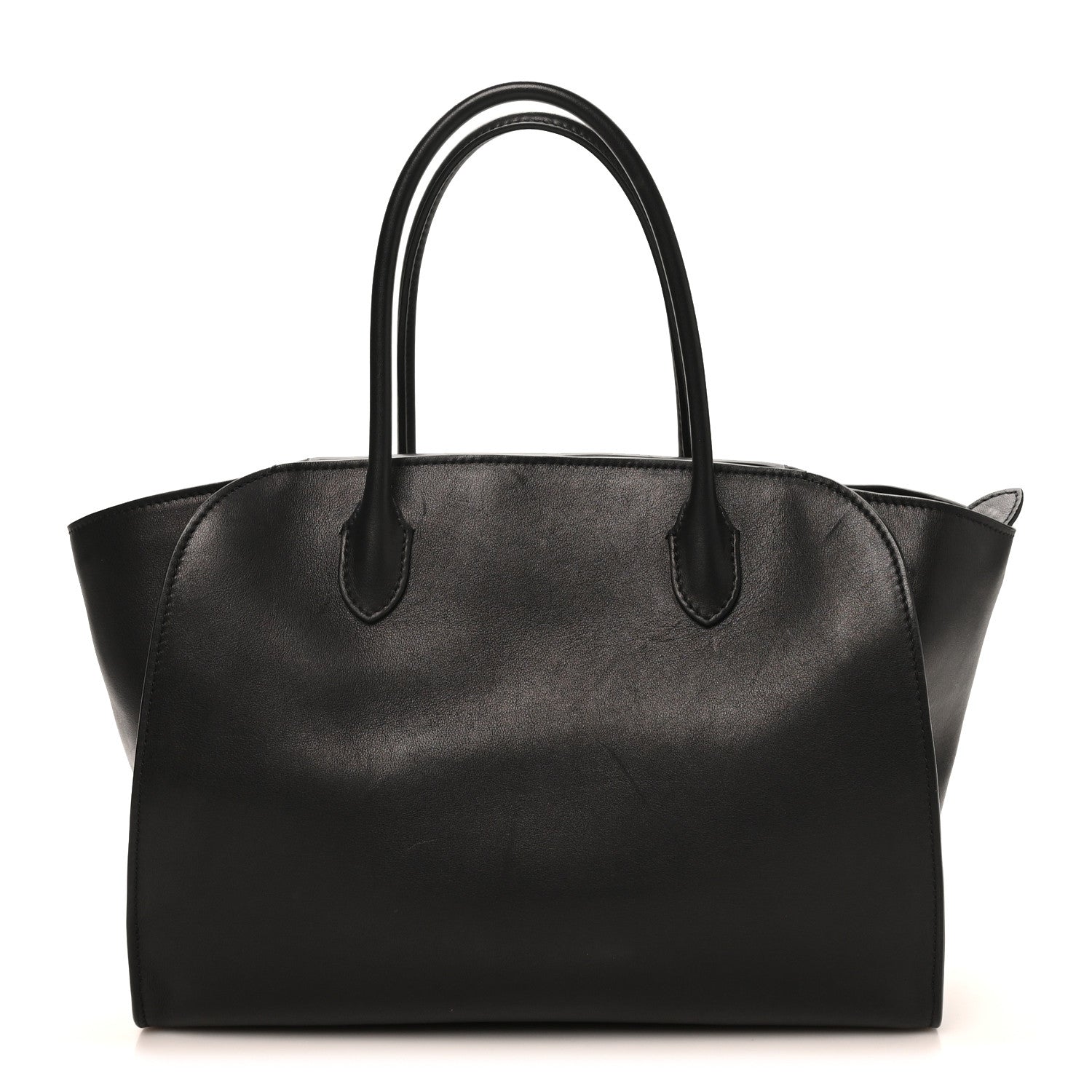 The Row Polished Saddle Calfskin Marlo 12 Tote Bag Black 1 of 9