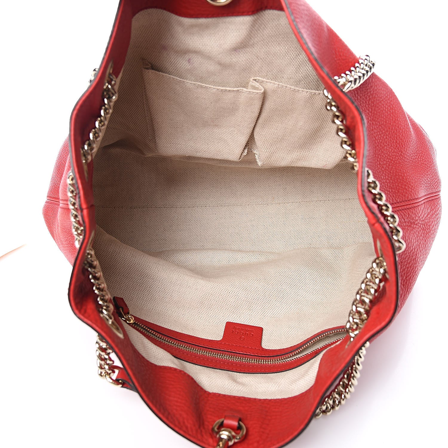 Gucci Pebbled Calfskin Medium Soho Chain Shoulder Bag Tabasco Red 5 of 10