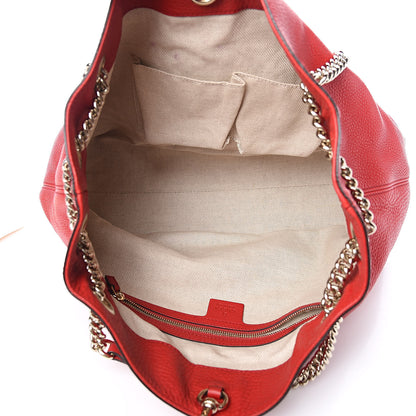 Gucci Pebbled Calfskin Medium Soho Chain Shoulder Bag Tabasco Red 5 of 10