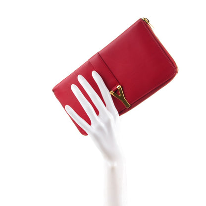 Saint Laurent Calfskin Classic Y Ligne Zip Around Wallet Red 2 of 7
